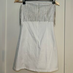 12th Tribe White Strapless Dress with Silver Accents